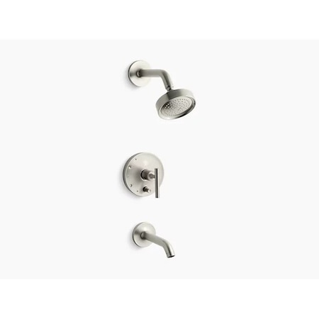 Kohler Purist(R) Rite-Temp(R) Pressure-Balancing Bath And Shower Faucet Trim With Push-Button Diverter And Lever Handle, Valve Not Included T14420-4-BN